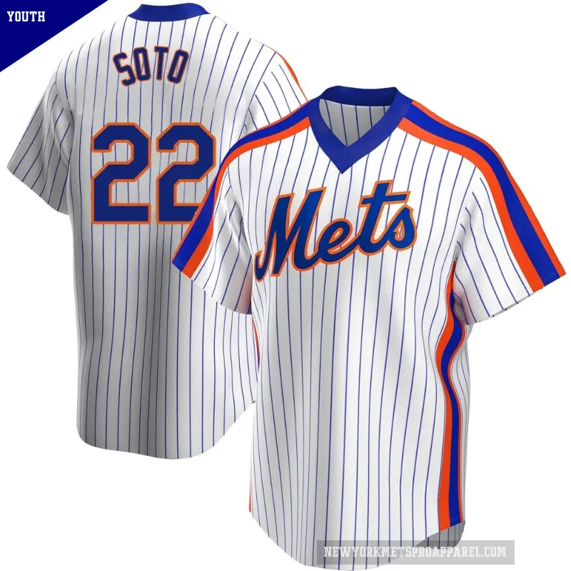 Youth No.22 Juan Soto New York Mets White Replica Home Cooperstown Collection Jersey
