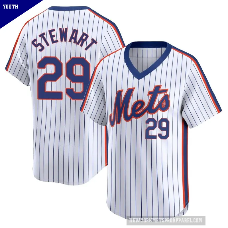 Youth No.29 DJ Stewart New York Mets White Limited Cooperstown Collection Jersey