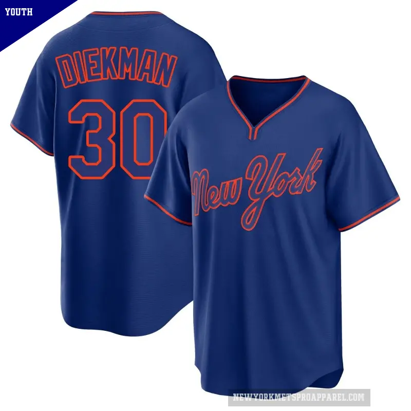 Youth No.30 Jake Diekman New York Mets Royal Replica Alternate 2 Jersey