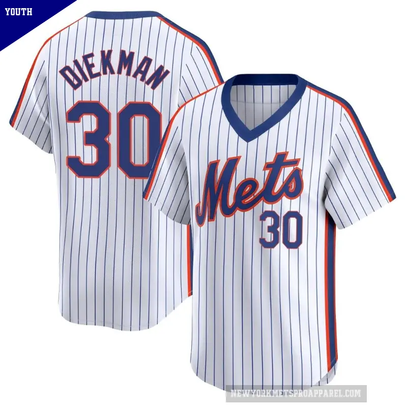 Youth No.30 Jake Diekman New York Mets White Limited Cooperstown Collection Jersey