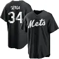 Youth No.34 Kodai Senga New York Mets Black/White Replica Jersey