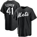 Youth No.41 Tom Seaver New York Mets Black/White Replica Jersey
