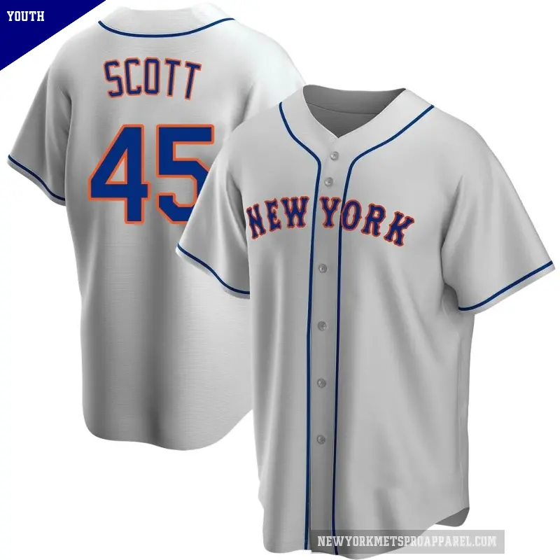 Youth No.45 Christian Scott New York Mets Gray Replica Road Jersey