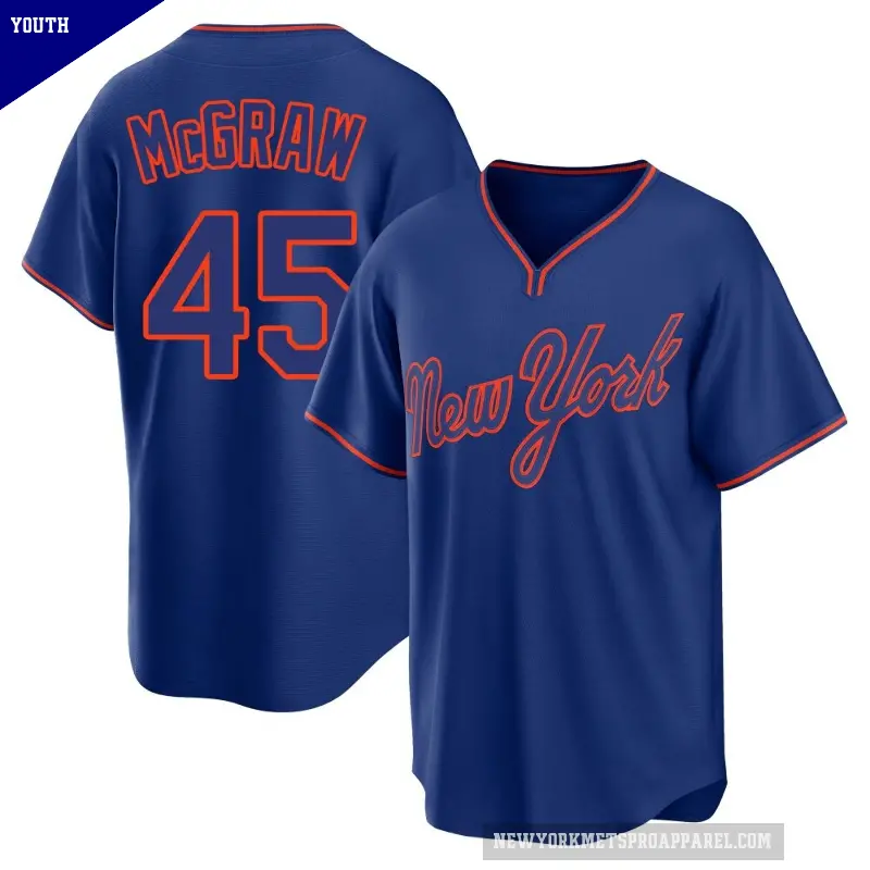 Youth No.45 Tug McGraw New York Mets Royal Replica Alternate 2 Jersey