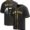 Youth No.47 Frankie Montas New York Mets Gold Replica Black en Alternate Jersey