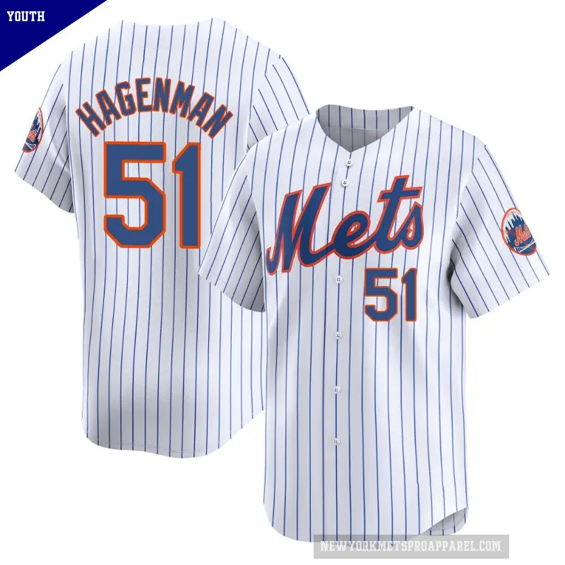 Youth No.51 Justin Hagenman New York Mets White Limited Home Jersey