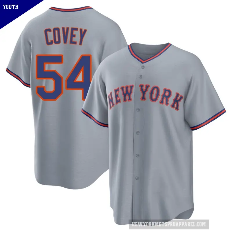 Youth No.54 Dylan Covey New York Mets Gray Replica Away 2.0 Jersey