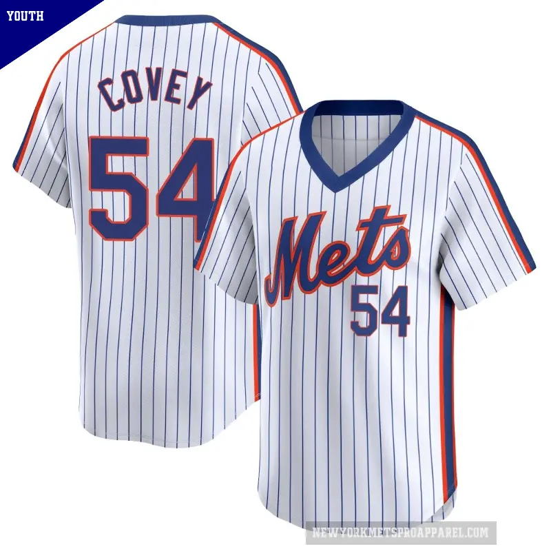 Youth No.54 Dylan Covey New York Mets White Limited Cooperstown Collection Jersey