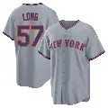 Youth No.57 Kevin Long New York Mets Gray Replica Away 2.0 Jersey