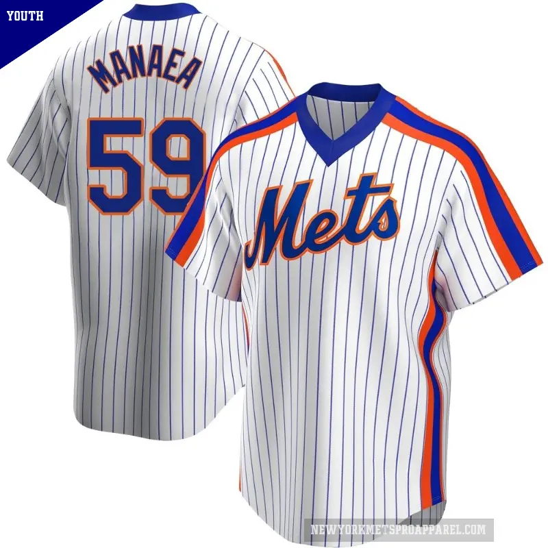 Youth No.59 Sean Manaea New York Mets White Replica Home Cooperstown Collection Jersey