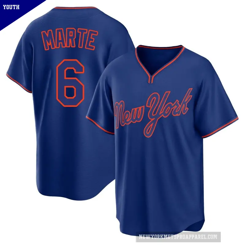 Youth No.6 Starling Marte New York Mets Royal Replica Alternate 2 Jersey