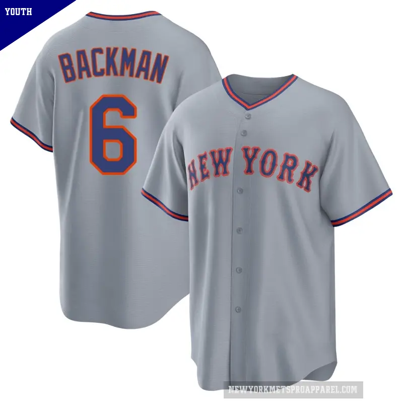 Youth No.6 Wally Backman New York Mets Gray Replica Away 2.0 Jersey