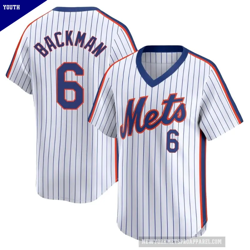 Youth No.6 Wally Backman New York Mets White Limited Cooperstown Collection Jersey