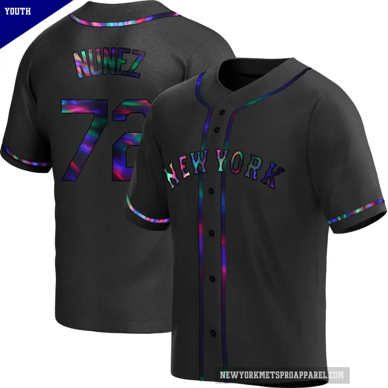 Youth No.72 Dedniel Nunez New York Mets Black Replica Holographic Alternate Jersey