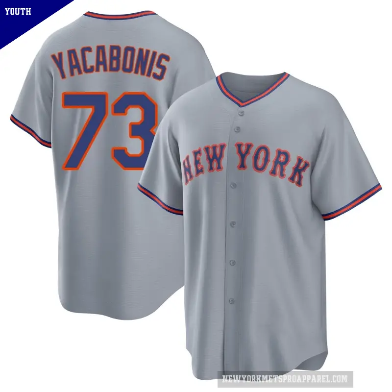 Youth No.73 Jimmy Yacabonis New York Mets Gray Replica Away 2.0 Jersey