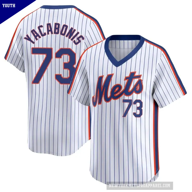 Youth No.73 Jimmy Yacabonis New York Mets White Limited Cooperstown Collection Jersey