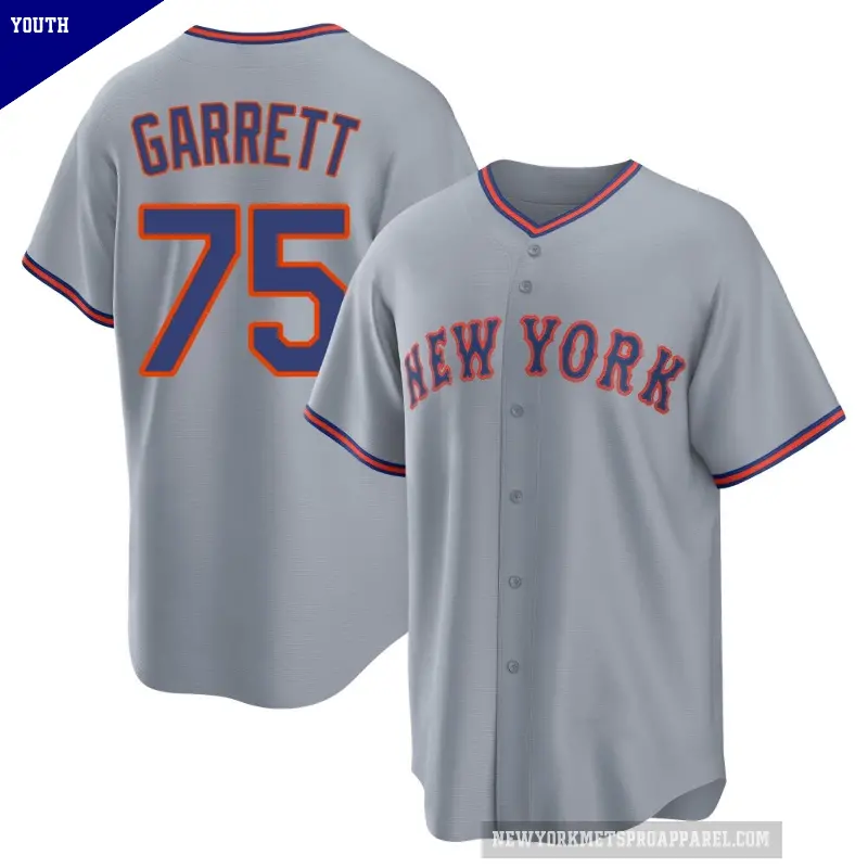 Youth No.75 Reed Garrett New York Mets Gray Replica Away 2.0 Jersey