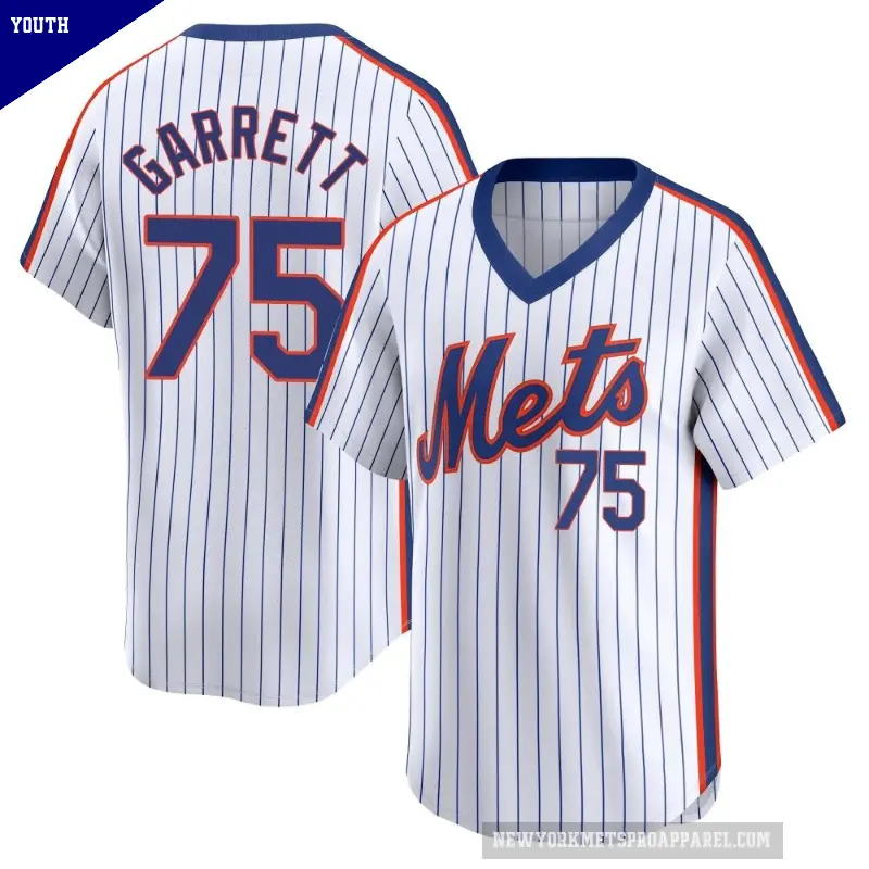 Youth No.75 Reed Garrett New York Mets White Limited Cooperstown Collection Jersey