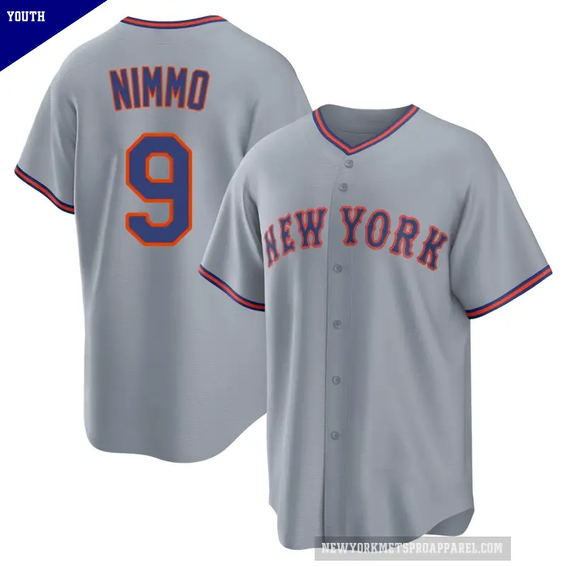 Youth No.9 Brandon Nimmo New York Mets Gray Replica Away 2.0 Jersey